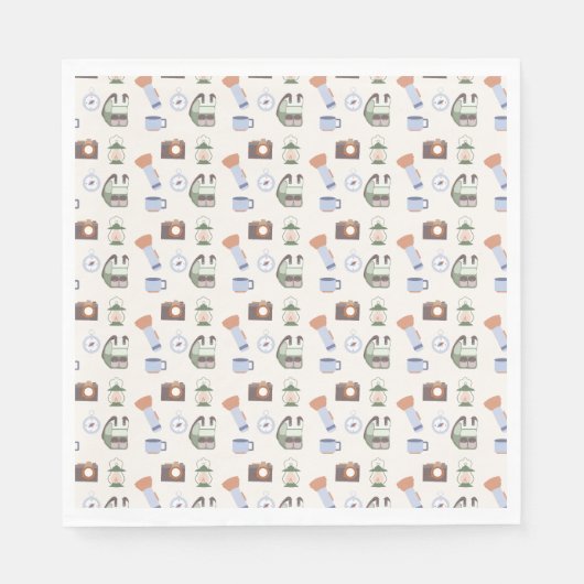 ウッドランドアドベンチャー待ちキャンプ赤ちゃんシャワー スタンダードランチョンナプキン (正面)