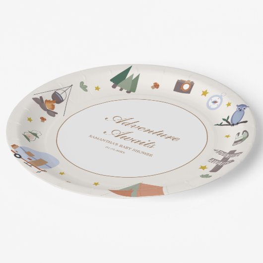 ウッドランドアドベンチャー待ちキャンプ赤ちゃんシャワー ペーパープレート (アングル)