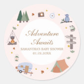 ウッドランドアドベンチャー待ちキャンプ赤ちゃんシャワー ラウンドシール (正面)
