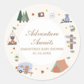 ウッドランドアドベンチャー待ちキャンプ赤ちゃんシャワー ラウンドシール (正面)