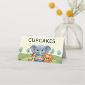 ウッドランドアニマルのかわいいバースデーカップケーキ プレイスカード (裏面)