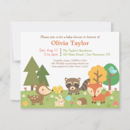 ウッドランドアニマルをテーマにしたベビーシャワー招待状 招待状