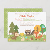 ウッドランドアニマルをテーマにしたベビーシャワー招待状 招待状 (正面/裏面)