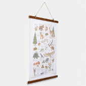 ウッドランドアニマルアルファベットABCキッズルームデコール 吊り下げ型タペストリー (傾斜あり)