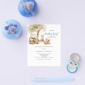 ウッドランドアニマルガールバジェットベビーシャワー招待状 チラシ (シングル)