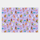 ウッドランドアニマルズアイススケートで滑るかわいいクリスマス ラッピングペーパーシート (正面3)