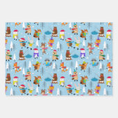 ウッドランドアニマルズアイススケートで滑るかわいいクリスマス ラッピングペーパーシート (正面)