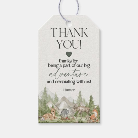 ウッドランドアニマルズアドベンチャーアワイメッセージカード ギフトタグ (正面)
