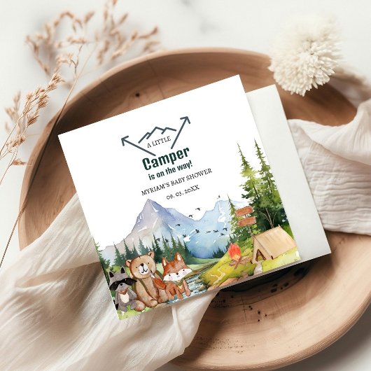 ウッドランドアニマルズアドベンチャーキャンパーベビーシャワー スタンダードカクテルナプキン