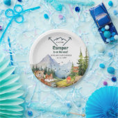 ウッドランドアニマルズアドベンチャーキャンパーベビーシャワー ペーパープレート (パーティー)