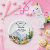 ウッドランドアニマルズアドベンチャーキャンパーベビーシャワー ペーパープレート (パーティー)