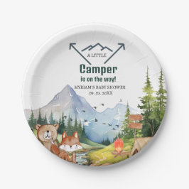 ウッドランドアニマルズアドベンチャーキャンパーベビーシャワー ペーパープレート