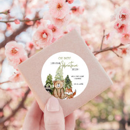 ウッドランドアニマルズアドベンチャーベビーシャワー ラウンドシール