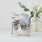 ウッドランドアニマルズウィンターウォーターカラーホリデー ポストカード (スタンド正面)