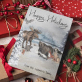 ウッドランドアニマルズウィンターウォーターカラーホリデー ポストカード