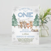 ウッドランドアニマルズウィンターオンダーランド誕生日 招待状 (スタンド正面)