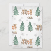 ウッドランドアニマルズウィンターオンダーランド誕生日 招待状 (裏面)