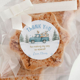 ウッドランドアニマルズウィンターフォレスト誕生日 ラウンドシール