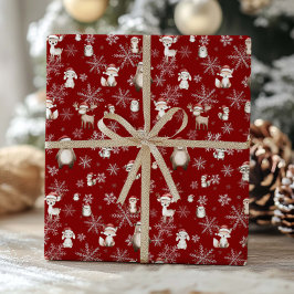 ウッドランドアニマルズウィンターワンダーランドデカップレッド ラッピングペーパー