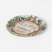 ウッドランドアニマルズウッドスライス赤ちゃんシャワー ペーパープレート (アングル)