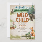 ウッドランドアニマルズエイジ誕生日 招待状 (正面)