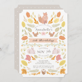 ウッドランドアニマルズオータムリーフ誕生日 招待状