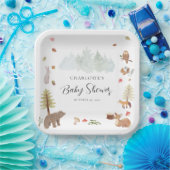 ウッドランドアニマルズオータム秋ベビーシャワー ペーパープレート (パーティー)