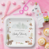 ウッドランドアニマルズオータム秋ベビーシャワー ペーパープレート (パーティー)