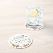 ウッドランドアニマルズオータム秋ベビーシャワー ラウンドペーパーコースター (インサイチュ)