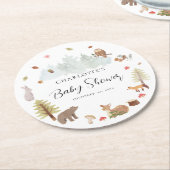 ウッドランドアニマルズオータム秋ベビーシャワー ラウンドペーパーコースター (アングル)