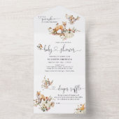 ウッドランドアニマルズカボチャ秋フローラベビーシャワー オールインワン招待状 (内側)