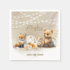 ウッドランドアニマルズカボチャ秋フローラベビーシャワー スタンダードカクテルナプキン