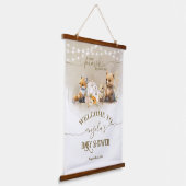 ウッドランドアニマルズカボチャ秋ベビーシャワーへようこそ 吊り下げ型タペストリー (傾斜あり)