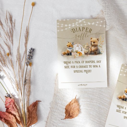 ウッドランドアニマルズカボチャ秋ベビーシャワーオムツ エンクロージャーカード