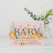 ウッドランドアニマルズガールズベビーシャワー招待状 招待状 (スタンド正面)