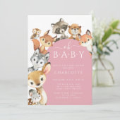 ウッドランドアニマルズガールズベビーシャワー招待状 招待状 (スタンド正面)