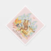 ウッドランドアニマルズガールズベビーシャワー紙ナプキンス スタンダードランチョンナプキン (角)