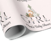 ウッドランドアニマルズガールベビーシャワーカスタム ラッピングペーパー (ロールコーナー)