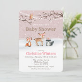 ウッドランドアニマルズガールベビーシャワー招待状 招待状 (スタンド正面)