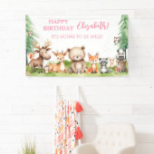 ウッドランドアニマルズガール誕生日 横断幕 (インサイチュ)