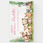 ウッドランドアニマルズガール誕生日 横断幕 (縦)