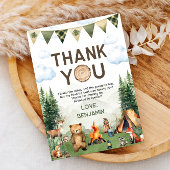 ウッドランドアニマルズキャンプ誕生日 サンキューカード