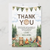 ウッドランドアニマルズキャンプ誕生日 サンキューカード (正面)