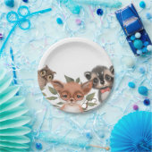 ウッドランドアニマルズキュートバースデーパーティーテーマ ペーパープレート (パーティー)