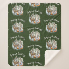 ウッドランドアニマルズクリスマスミディアムシェルパブランケット シェルパブランケット