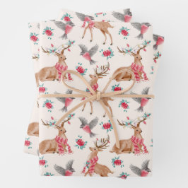 ウッドランドアニマルズクリスマスラッピング紙 ラッピングペーパーシート