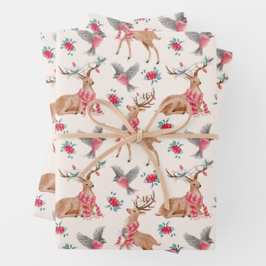 ウッドランドアニマルズクリスマスラッピング紙 ラッピングペーパーシート (インサイチュ)
