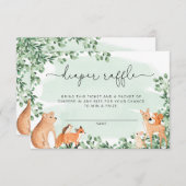 ウッドランドアニマルズグリーンおむつラッフルチケット エンクロージャーカード (正面/裏面)