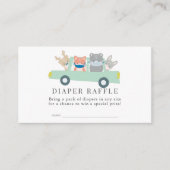 ウッドランドアニマルズグリーンカーおむつラッフルチケット エンクロージャーカード (正面)