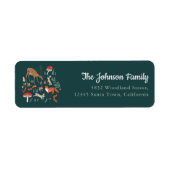 ウッドランドアニマルズグリーンクリスマスパーティの招待状 ラベル (正面)